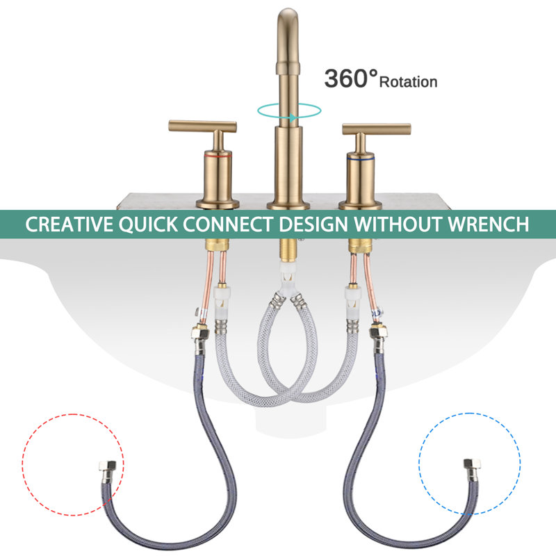 8 In. Bathroom Faucet In Brushed Golden Hue - Solid Brass, 360 Swivel Spout, Drip- Ceramic Disc Valves, High Arc Spout For Smooth Water Discharge Tap Brass Material, Rotatable Outlet Efficient