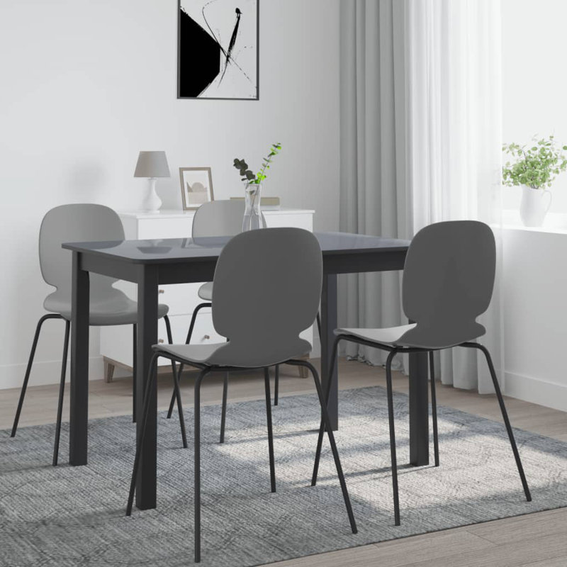 Essie Solid Wood Base Dining Table, White/Black