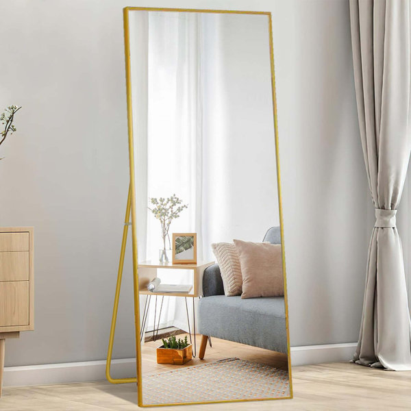 Shatterproof Metal Full Length Mirror Latitude Run Finish: Gold, Size: 21 x 64