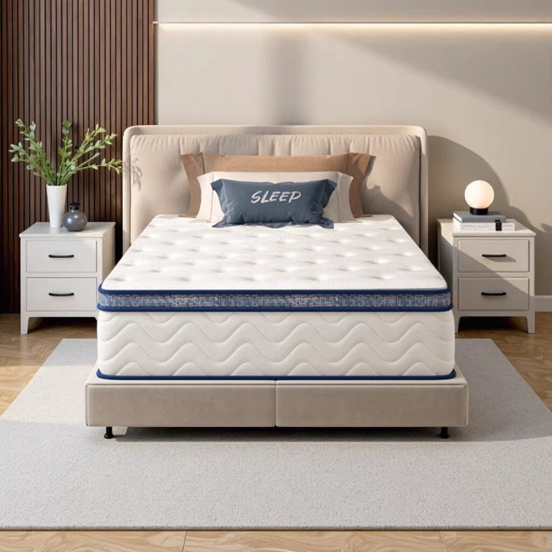 Twin Size 12 Inch Hybrid Mattress with Individually Pocketed Innerspring - Medium Firm, Hypoallergenic Cotton Construction for Restful Sleep