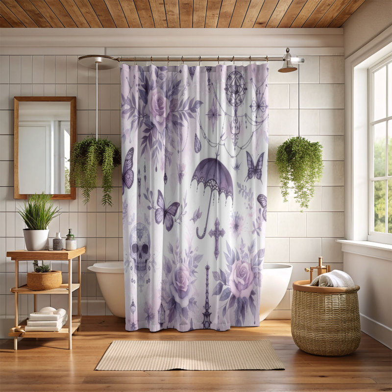 Rideau de douche 1 pièce Lilac Goth, H 74 po x l 71 po