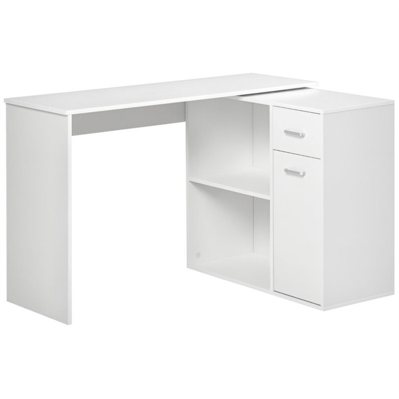 Bureau d'angle rotatif (sans tabourets), Blanc