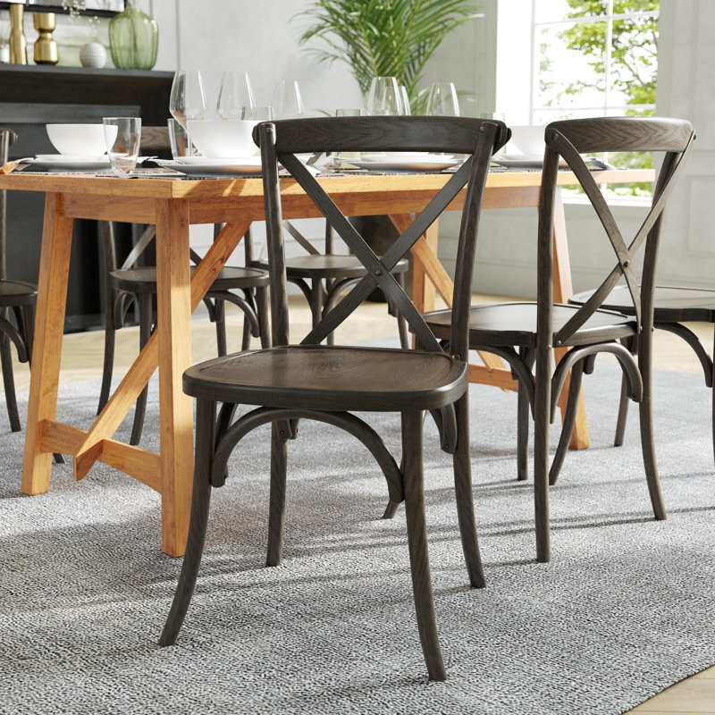 Norma Stackable Wood Cross Back Dining Chair, Brown
