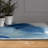 Inky Flower II Washable Blue Art Area Rug size 8'x10', Heavenly Softness with Non-Slipping Backing
