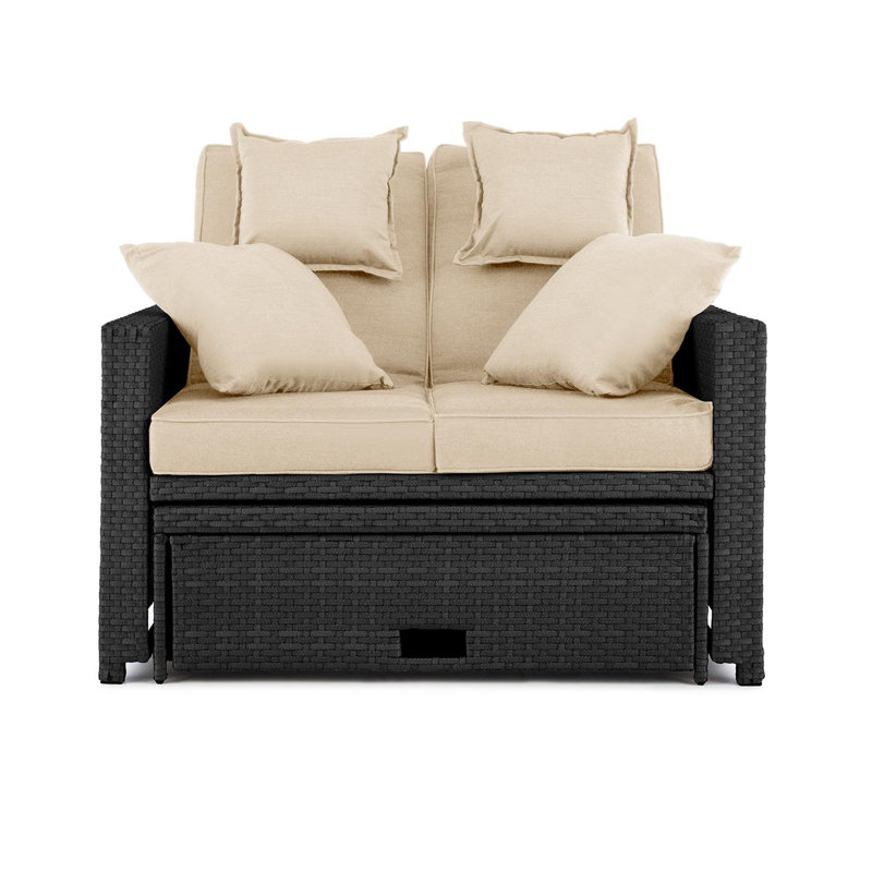 121cm Wide Patio Sofa with Cushions, Grey/White