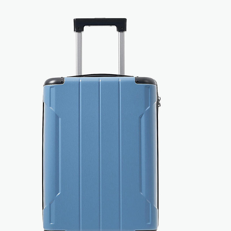 Bagage de cabine rigide de 20 pouces, valise légère en ABS durable avec roulettes pivotantes, verrou TSA intégré, 2 cubes de rangement, bleu-gris