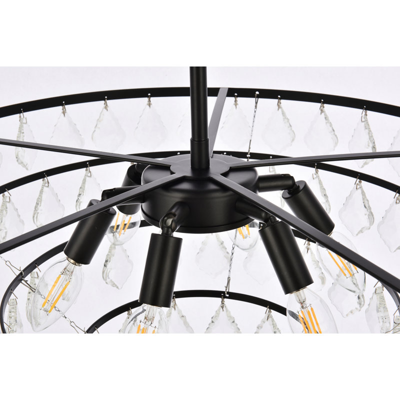 Marina Dimmable Tiered Chandelier, Black, 58" H x 24" W x 24" D