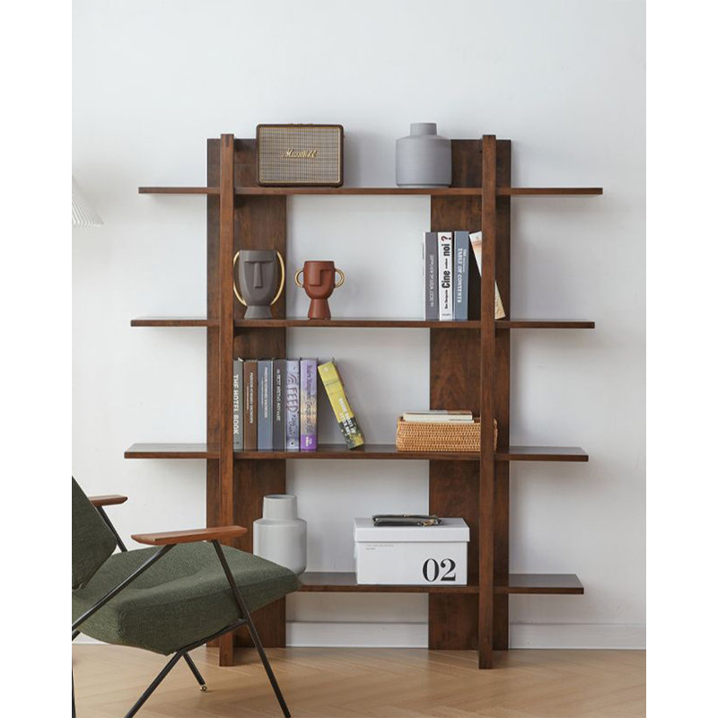 Nouvelles tablettes de rangement murales en bois massif pour la maison, (4 Shelves) 63" H x 63" W x 11.8" D, Brun