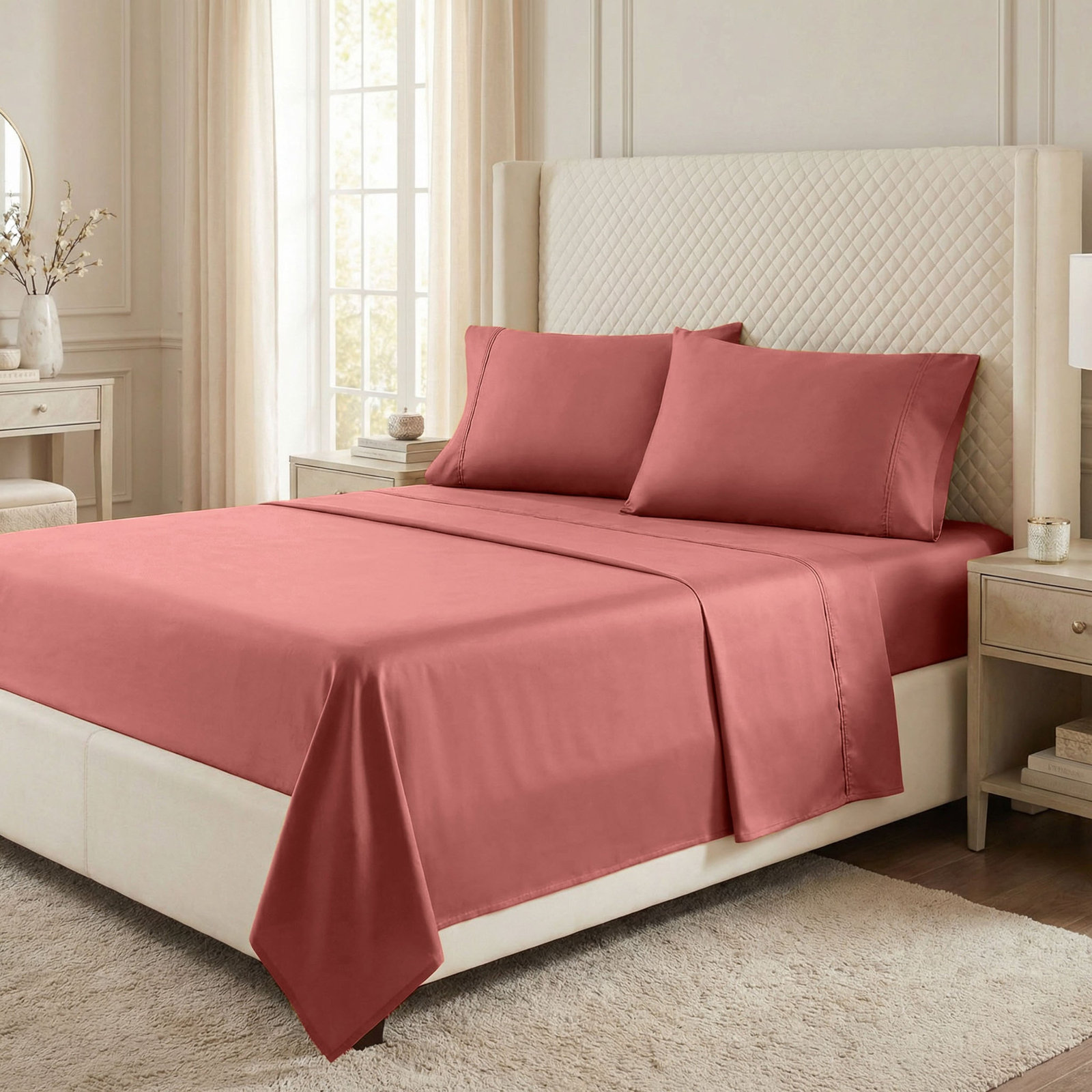 Edmont Cotton Sheet Set, Queen, Blush