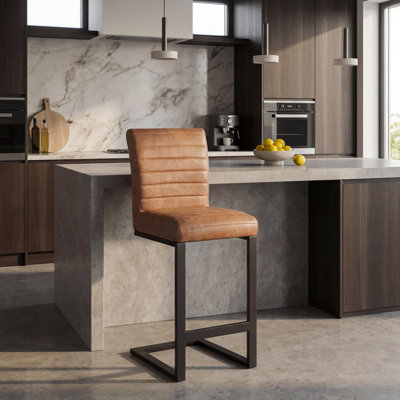 Upholstered Faux Leather Bar Stool