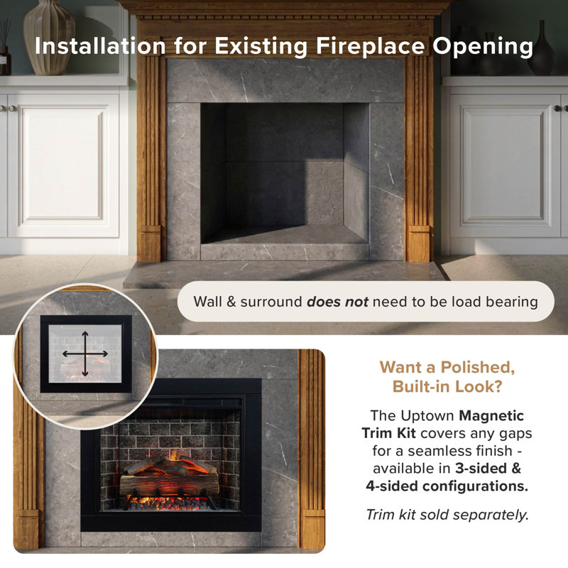 Uptown 23.96" Infrared Electric Fireplace Insert Heater - Brick Background, 20.16" H x 23.96" W x 8.19" D