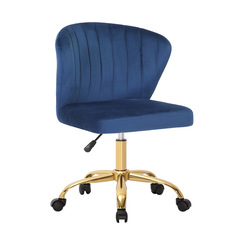Benzonia Velvet Office Chair, Blue
