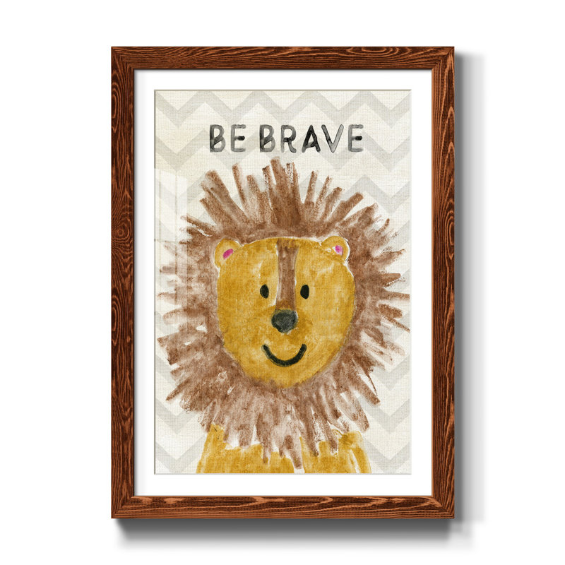 Safari «Be Brave», reproduction d'art sur papier encadrée, H 44 po x l 31 po x P 1 po, Érable