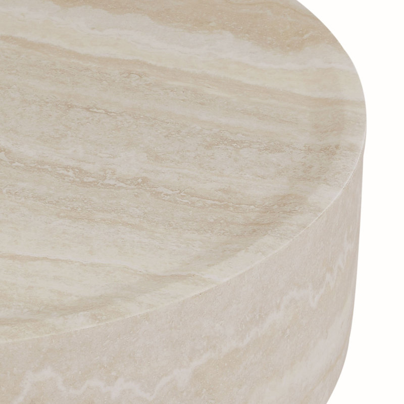 Table basse ronde en fibre de verre imitation marbre de 39,37 pouces, H 12 po x L 39,37 po x l 39,37 po
