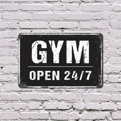 Enseigne en plastique 10 po x 14 po Open 24 7 Gym Home Fitness Center