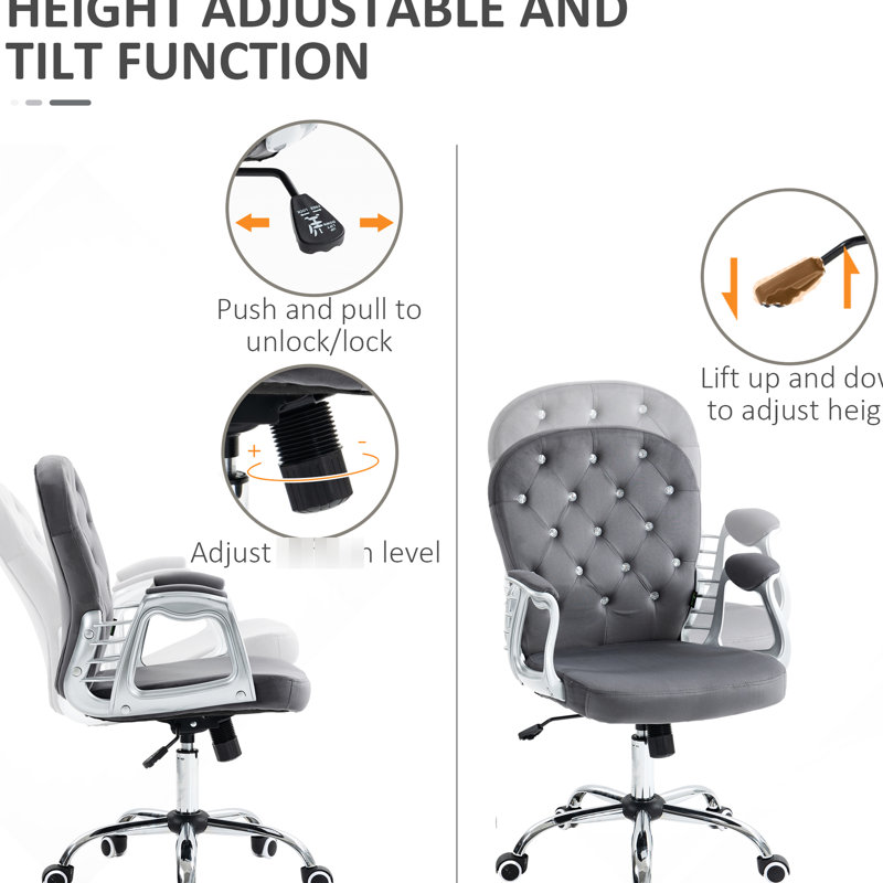 Fauteuil de bureau confortable, tissu respirant gris foncé, siège à hauteur réglable avec accoudoirs, dossier courbé, hauteur du siège, roulettes lisses