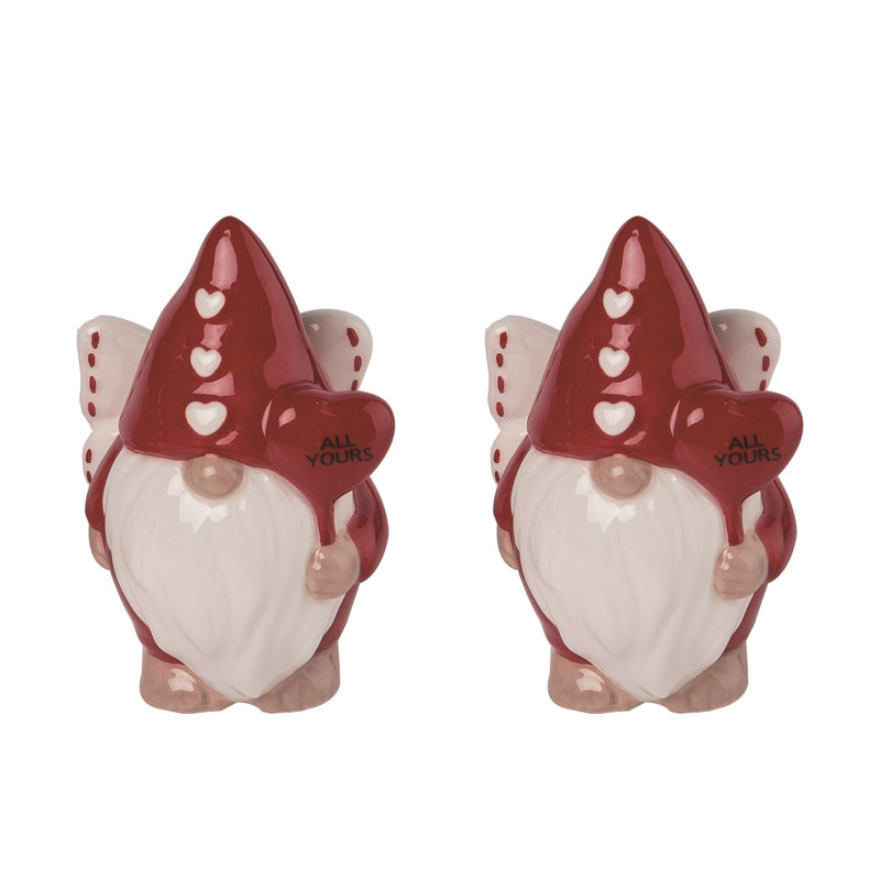 Salière et poivrière rouge Saint-Valentin 3,25 po Transpac Dolomite