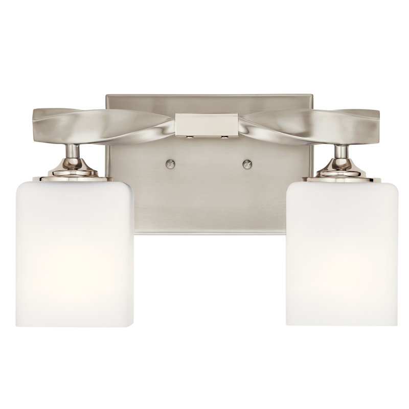 Éclairage pour salle de bain 2 lumières Lecompton, Nickel brossé