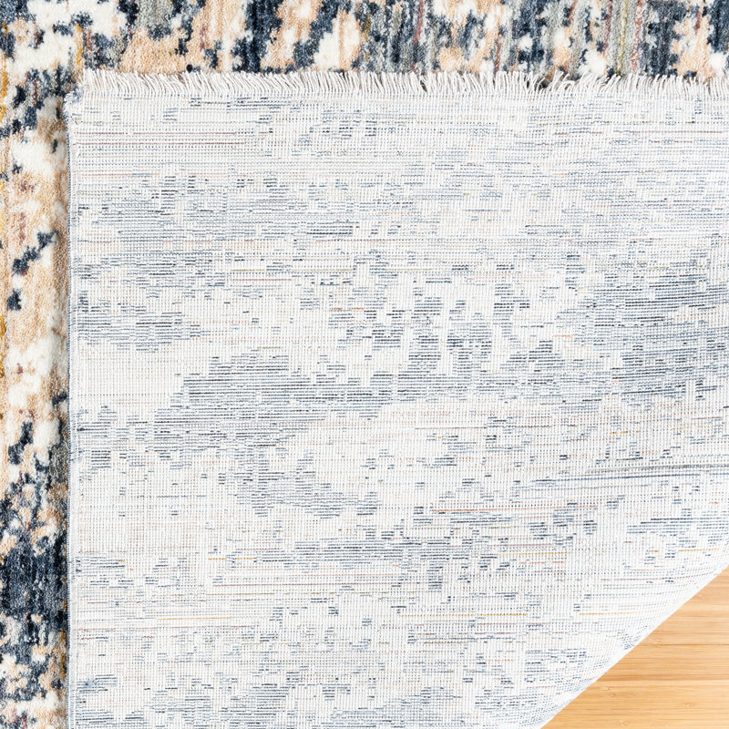 Damita Exton Blue and Beige Abstract Polypropylene Area Rug