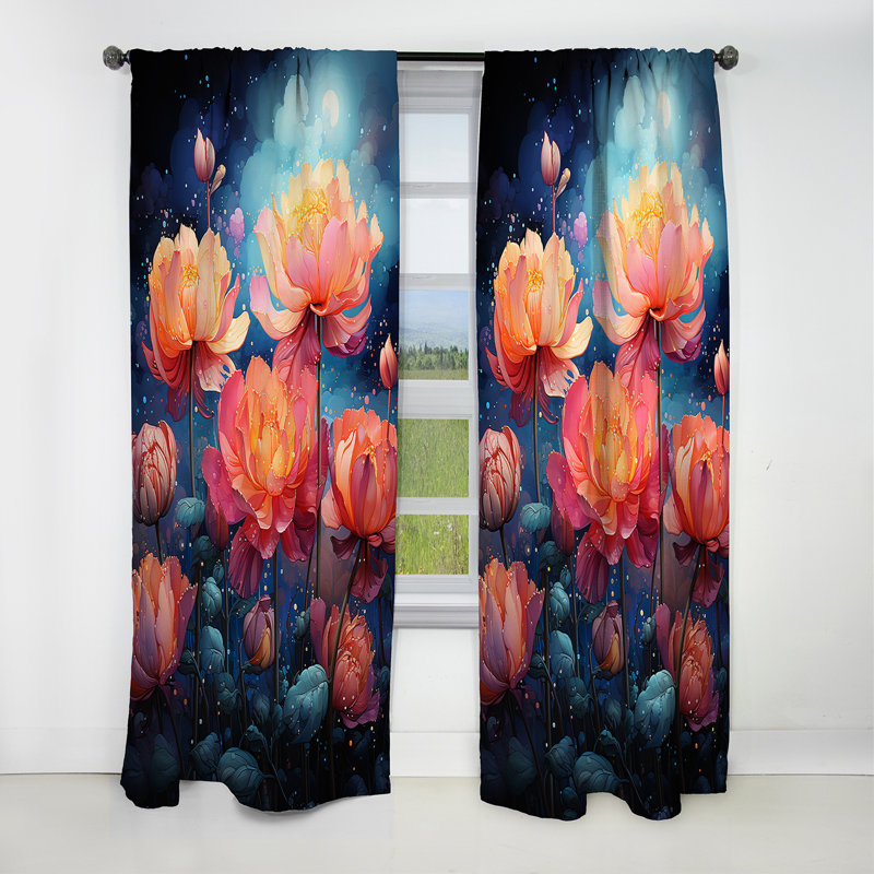Teardo - Rideau occultant floral tulipes - 1 panneau, L 52 po x L 95 po