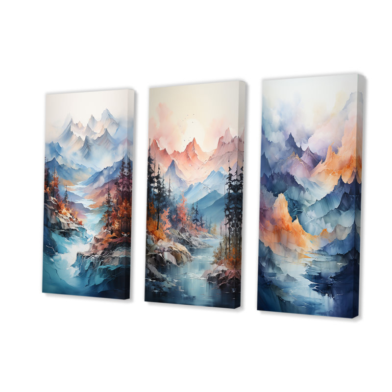 Blue Majestic Bold Mountain, H 28 po x l 36 po, Toile tendue