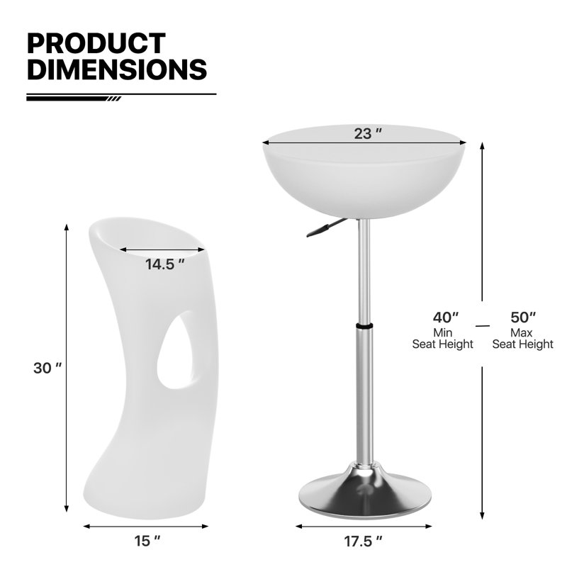3 Piece LED Light Up Bar Stool and Table Set