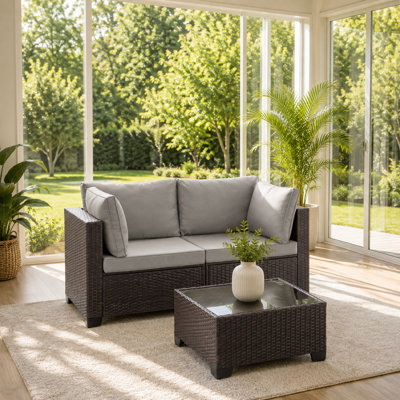 3-Piece Outdoor Patio Rattan Wicker Conversation Set