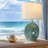 24.5 "medieval Modern Circular Ceramic Lamp, Indoor High-quality Striped Gray Green Ceramic Glaze