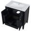 Meuble-lavabo de 30 po avec lavabo en céramique, concept de rangement rétro. Noir, bois véritable et fait, idée d'espace intérieur fonctionnel. Espace-289239216