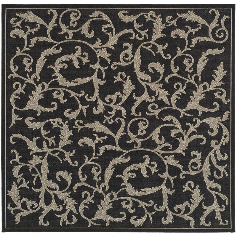 Herefordshire Performance Floral Indoor/Outdoor Area Rug, Square 6'7"