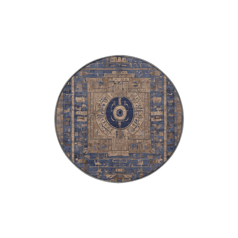 Machine Washable Gray Area Rug, Round 6'
