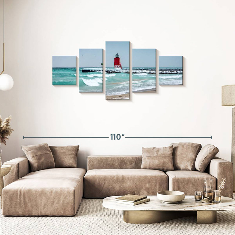 Charlevoix lighthouse view Aletra, H 34 po x l 74 po