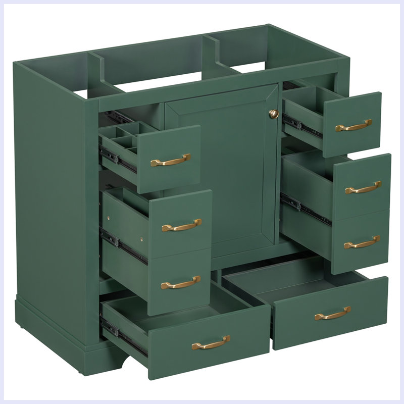 Modern Bathroom Vanity With Multi-Functional Drawer, Green
