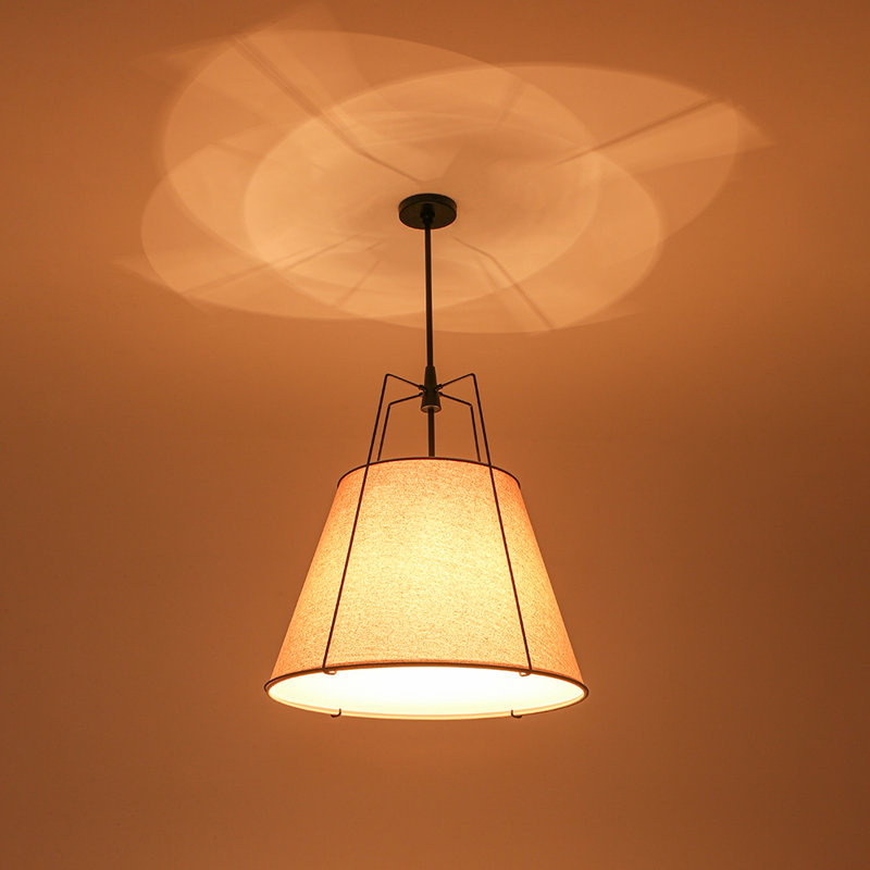 Luminaire suspendu fuselé en lin 4 lumières Nyjel, H 16,9 po x l 15 po x P 15 po, Beige, Noir
