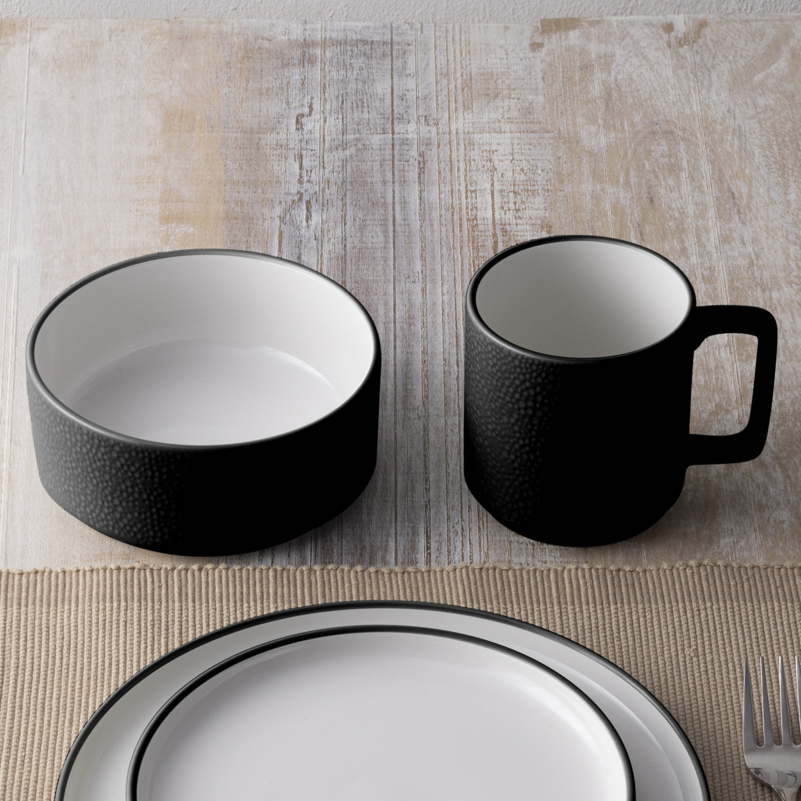 ColorStax Porcelain Dinnerware Set, Black