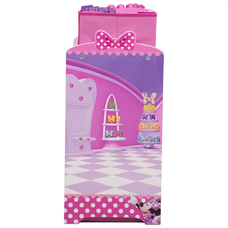 Disney Minnie Mouse Multicolor 6-Bin Toy Organizer with Wood Frame