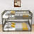 Queen Over Queen Bunk Bed With Detachable Design And Ladder-436106547