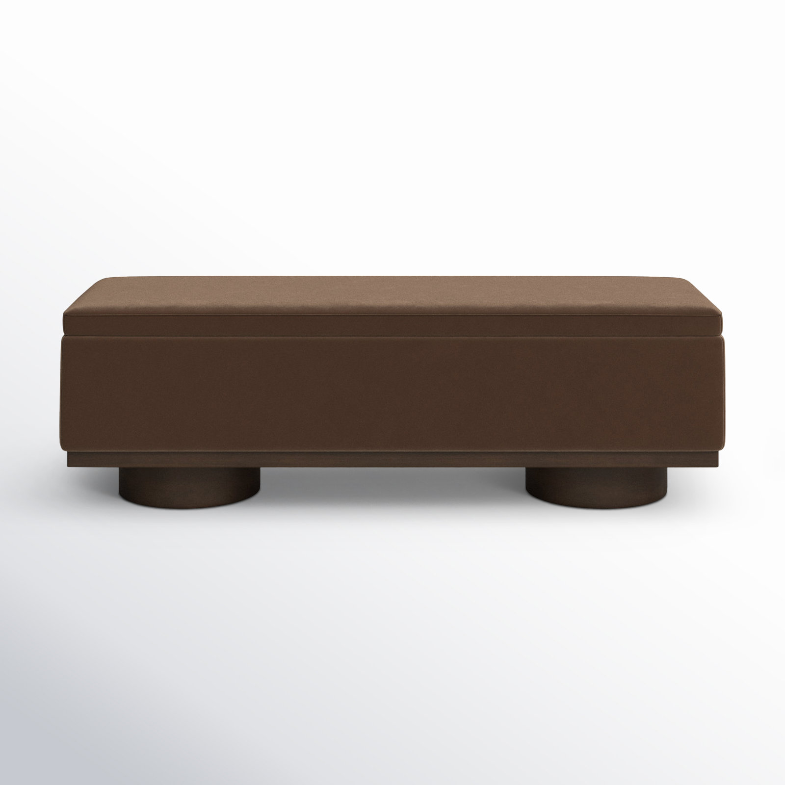 Morje 61" Linen Entryway Bench, Dark Brown Velvet, Walnut
