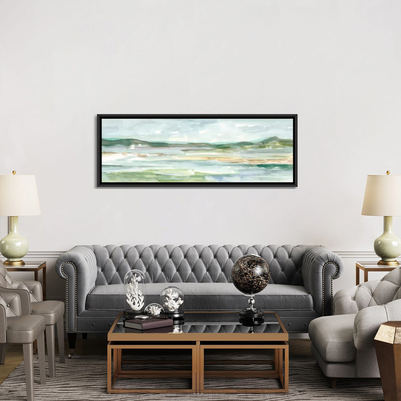 « panoramique seascape ii », reproduction d’impression sur toile tendue, H 16 po x l 48 po x P 1,5 po, Cadre noir