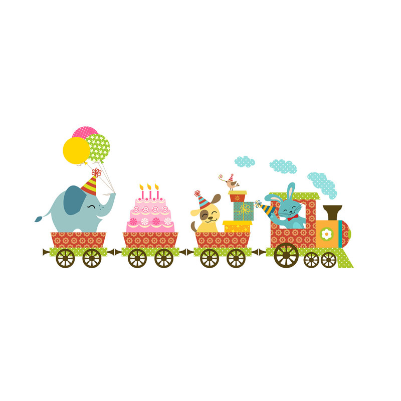 Cheerful Train - Wrapped Canvas Print