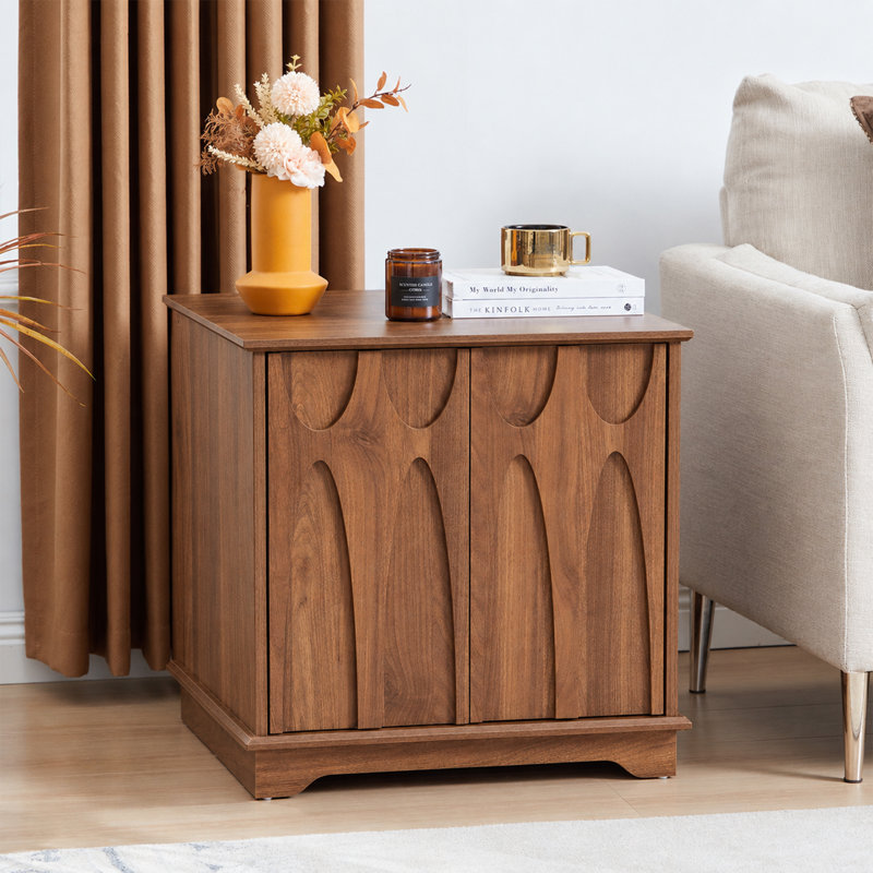 Table de bout avec rangement 23,6 po, Brun