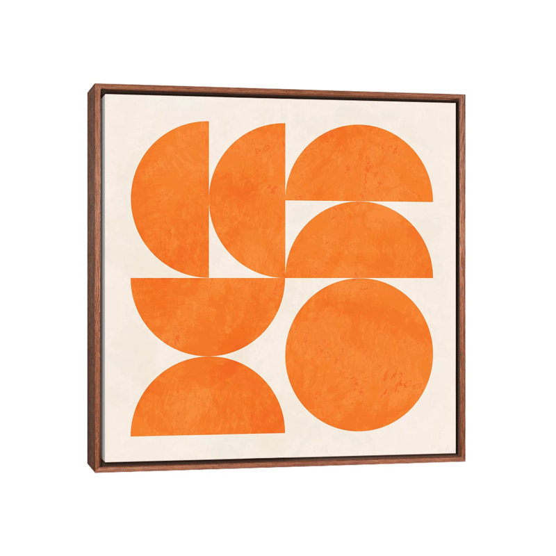 Geometric Shapes Orange by Ana Rut Bré - Graphic Art Print, No Matte, 18" H x 18" W x 1.5" D, Classic Brown Framed Canvas