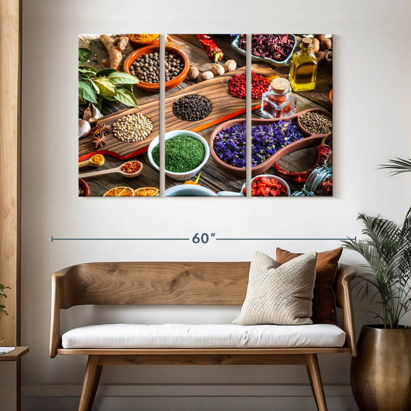 Yarlin Rustic Kitchen Herbs And Spices, 32" H x 50" W