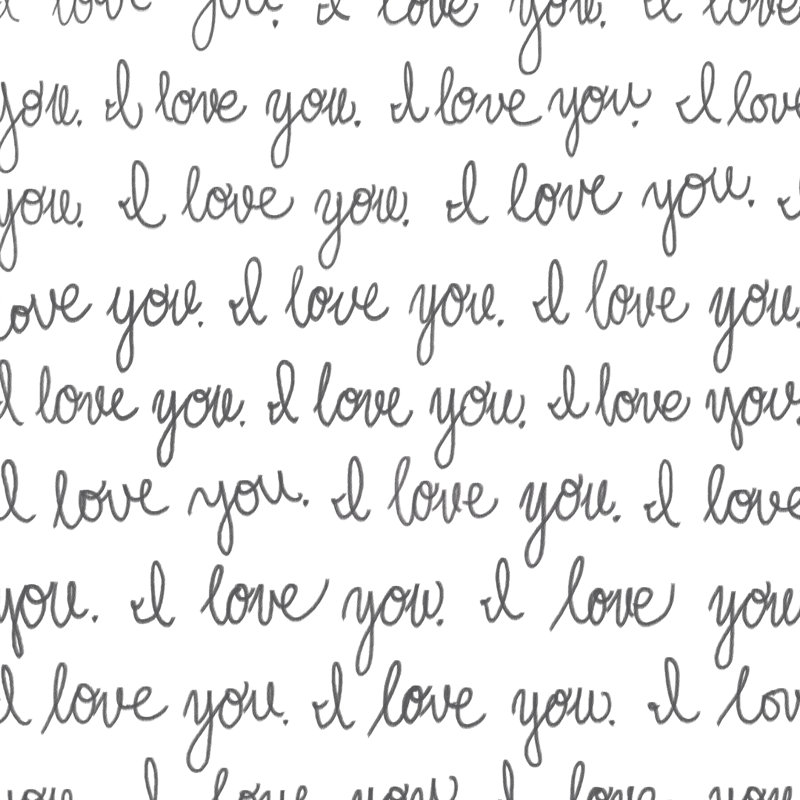 I Love You Writing - Wrapped Canvas Print, 30cm H x 30cm W x 3.8cm D