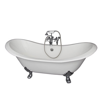 71'' x 30.5'' Soaking Cast Iron Bathtub with Faucet