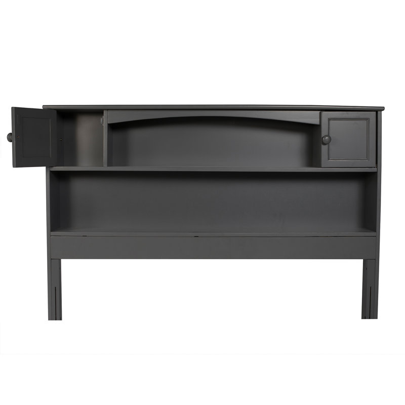 Bouldin Solid Wood Storage Bookcase Headboard, Full, Gray