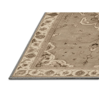 Machine Washable Tabriz Gray Area Rug