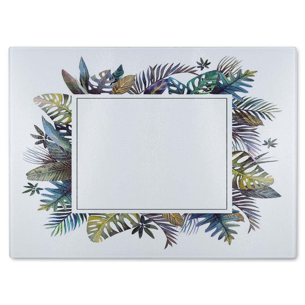 Square Tropical Border Glass Chopping Board
