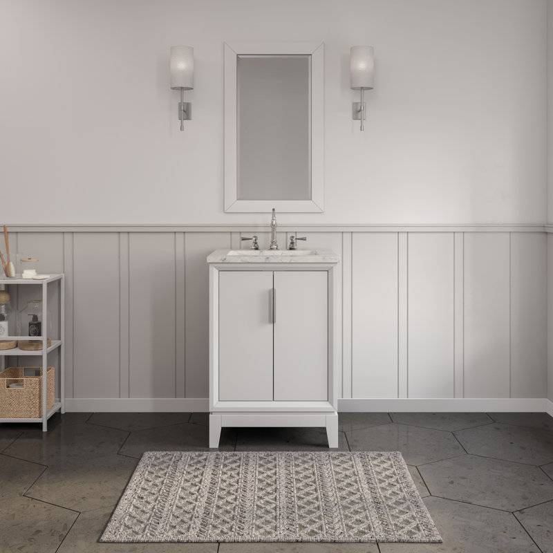 Elizabeth 24" Single Bathroom Vanity Set with Mirror, Pure White