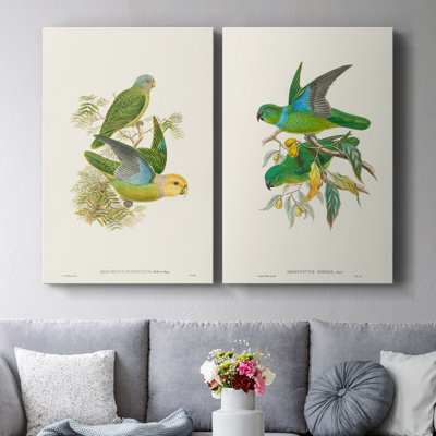 Lime&CeruleanParrotsI-Premium Gallery Wrapped Canvas -Ready to Hang